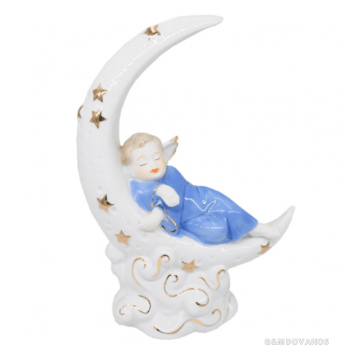 Porcelianinė statula "Angeliukas mėnulyje"