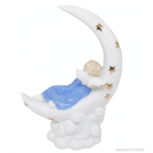 Porcelianinė statula "Angeliukas mėnulyje"