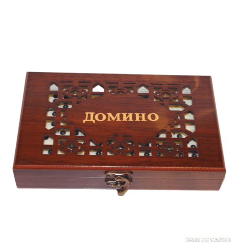 Stalo žaidimas medinėje dėžutėje Domino