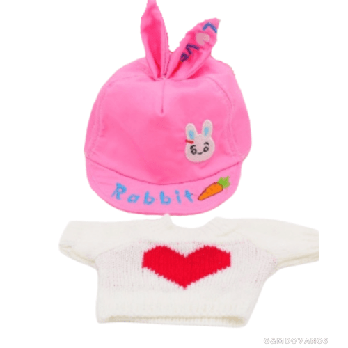 Minkšto žaislo "Lalalfanfan" drabužėliai, kepurė+megztinis