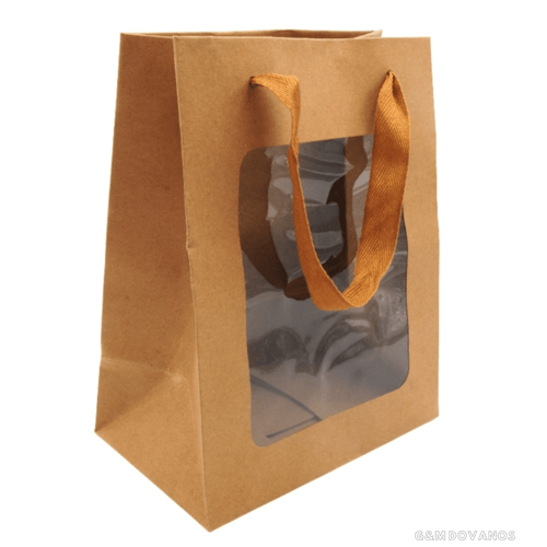 Dovanų maišelis su skaidriu langeliu, 23x18x11 cm