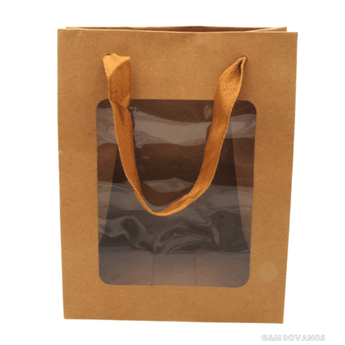 Dovanų maišelis su skaidriu langeliu, 23x18x11 cm