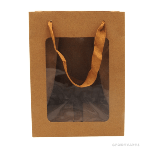 Dovanų maišelis su skaidriu langeliu, 25x18x13 cm