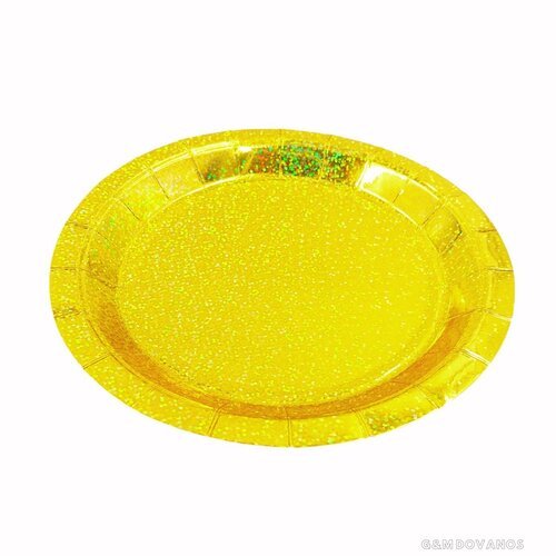 Popierinės lėkštės, aukso spalvos 18 cm