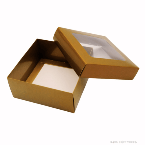 Dovanų dėžutė su skaidriu langeliu, 12,5x12,5x5,5 cm