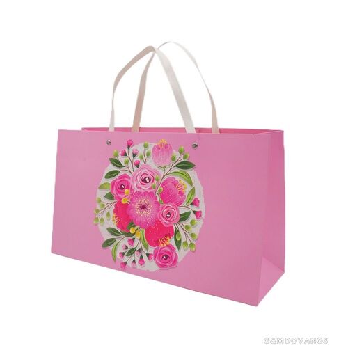 Dovanų maišelis su gėlėmis, 36x21x12 cm