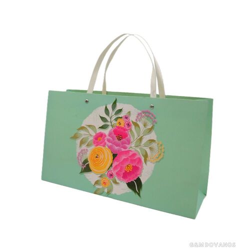 Dovanų maišelis su gėlėmis, 36x21x12 cm
