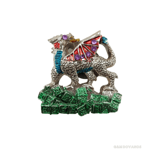 Keramikinis magnetas "Drakonas ant pinigų", 5x5x2 cm