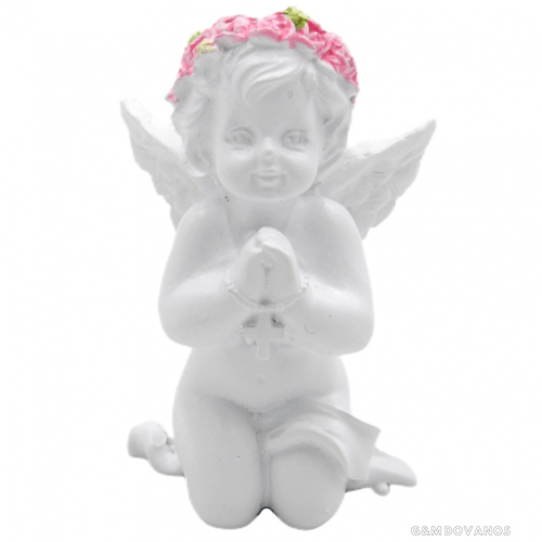 Keramikinis angeliukas su vainikėliu, 6x5x4 cm