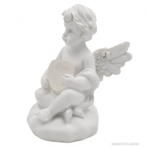 Keramikinis angeliukas su šviečiančia širdele, 12x7x7 cm